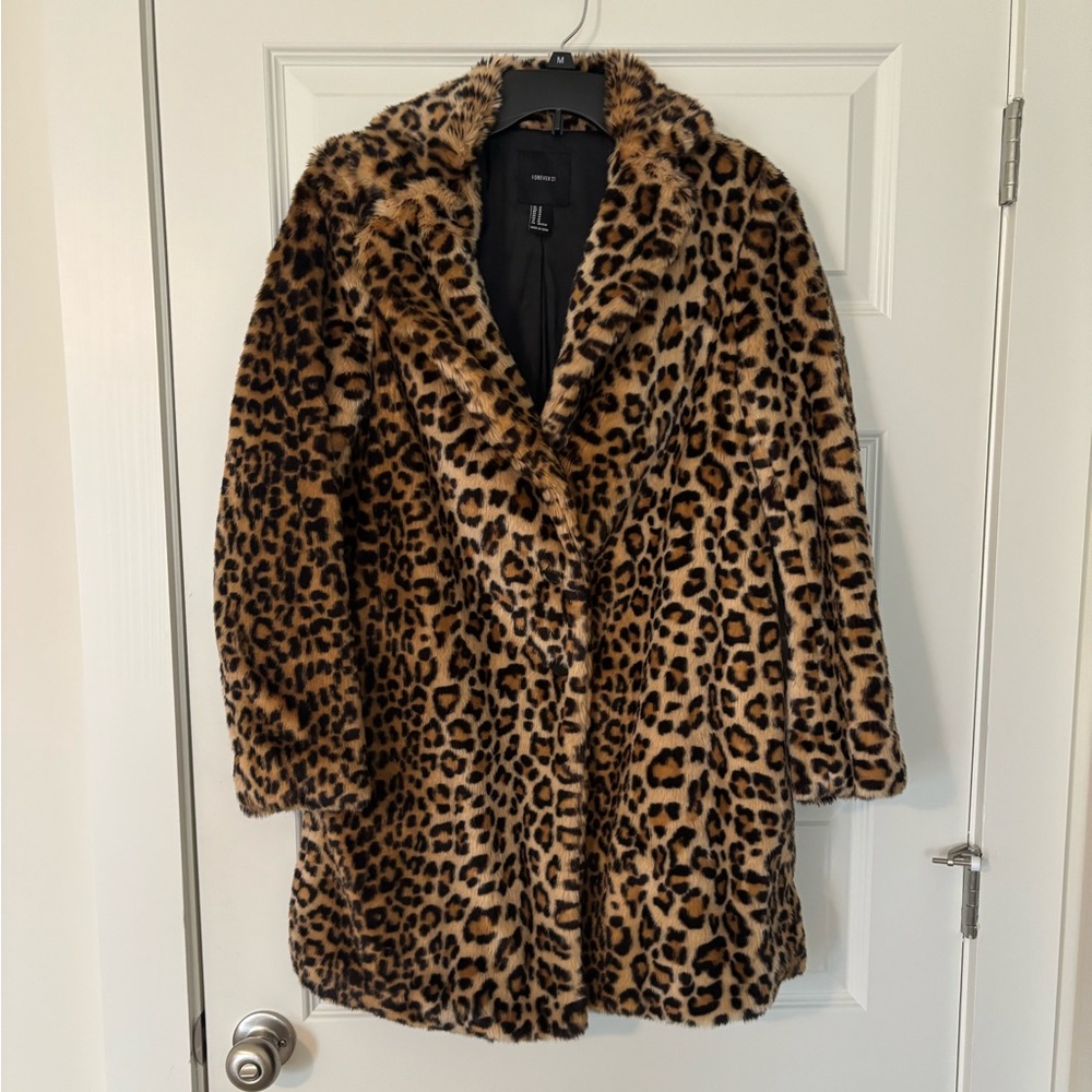Forever 21 Animal Print Fur Jacket